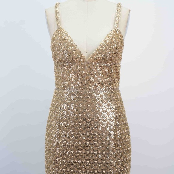 NWOT BRONX AND BANCO Allegra Gold Sequin Maxi Dress - Picture 11 of 16